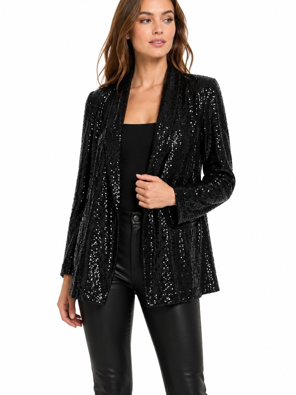 Rock & Republic Black Sequin Open-Front Blazer - Size Small (NWT)